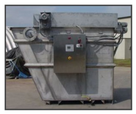 Typical truck-mounted MBC unit — compact stainless steel self-contained Magnetic Ballast Clarification system ready for field deployment